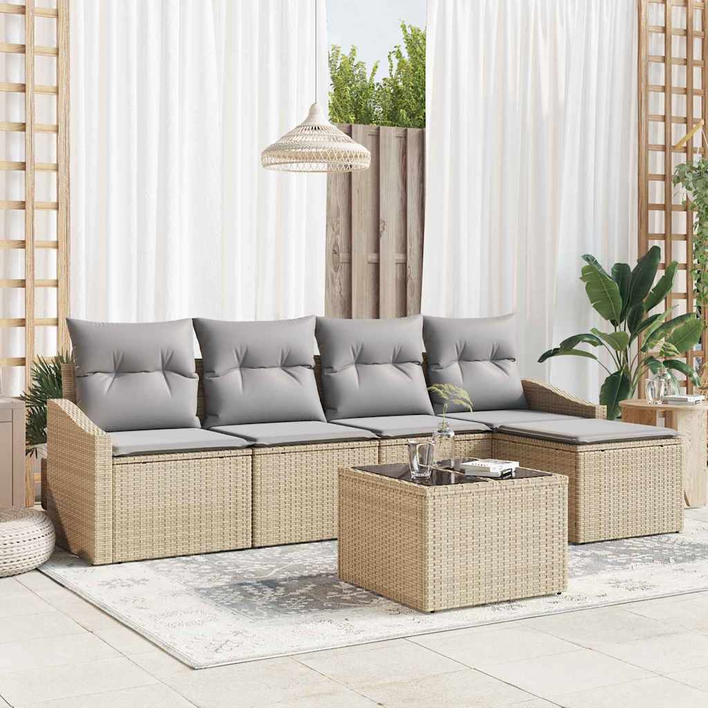 Garten Essgruppe mit Kissen 6 pcs Beige und Hellgrau